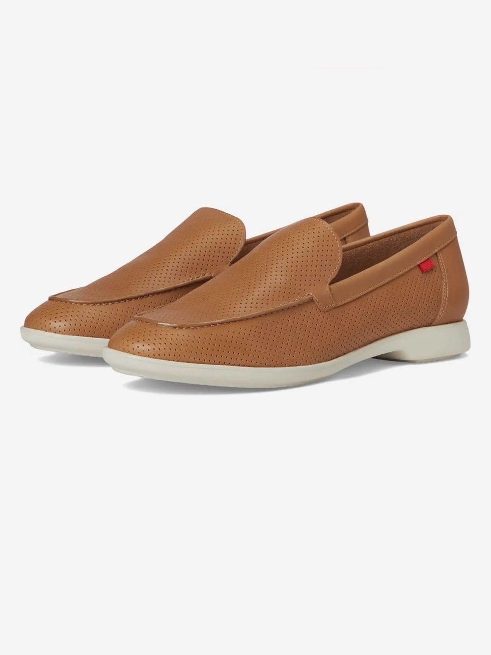 Marc Joseph Perforated Cognac Slip-On Loafers